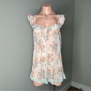 Y2K Floral Ruffle Trim Slip dress